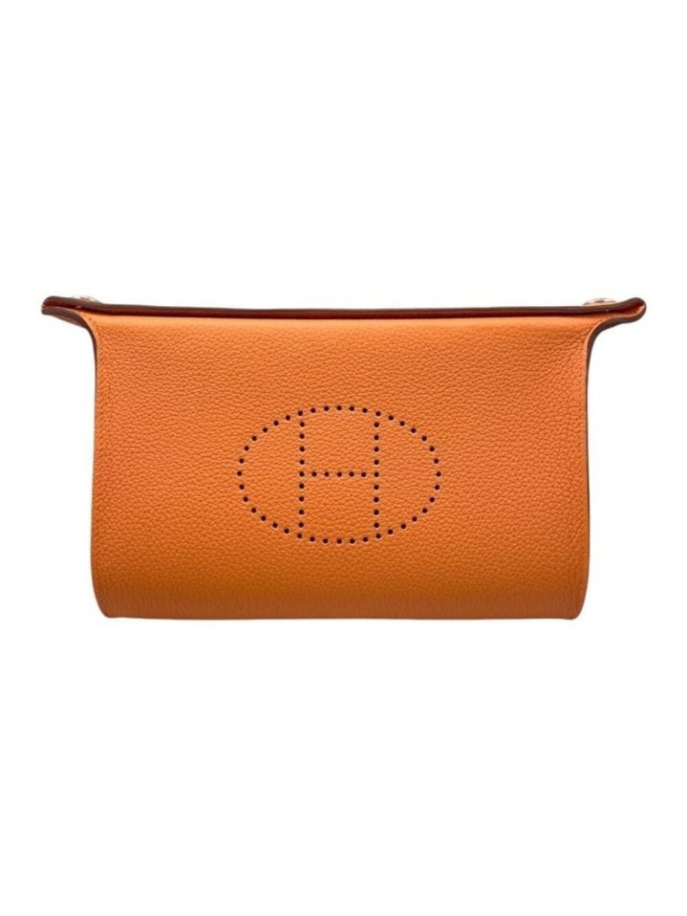 Hermes Shoulder Bag Vidpoche Stamped B H Logo Orange White Navy